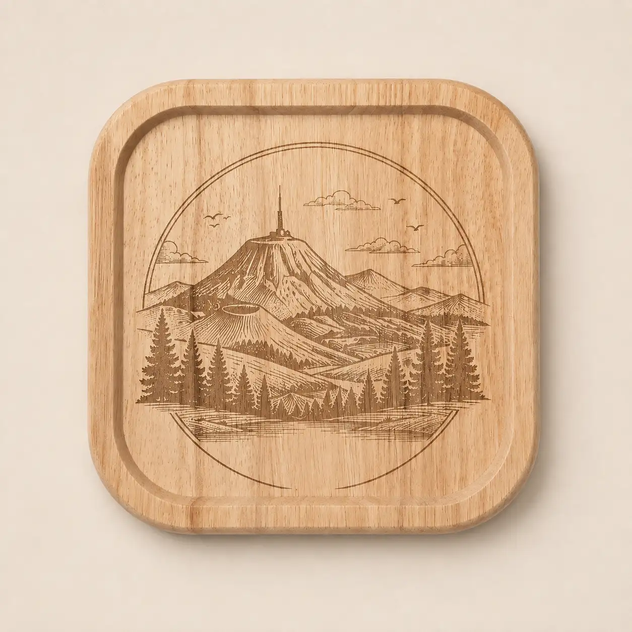 Plat / Vide poche en bois – Puy de dôme